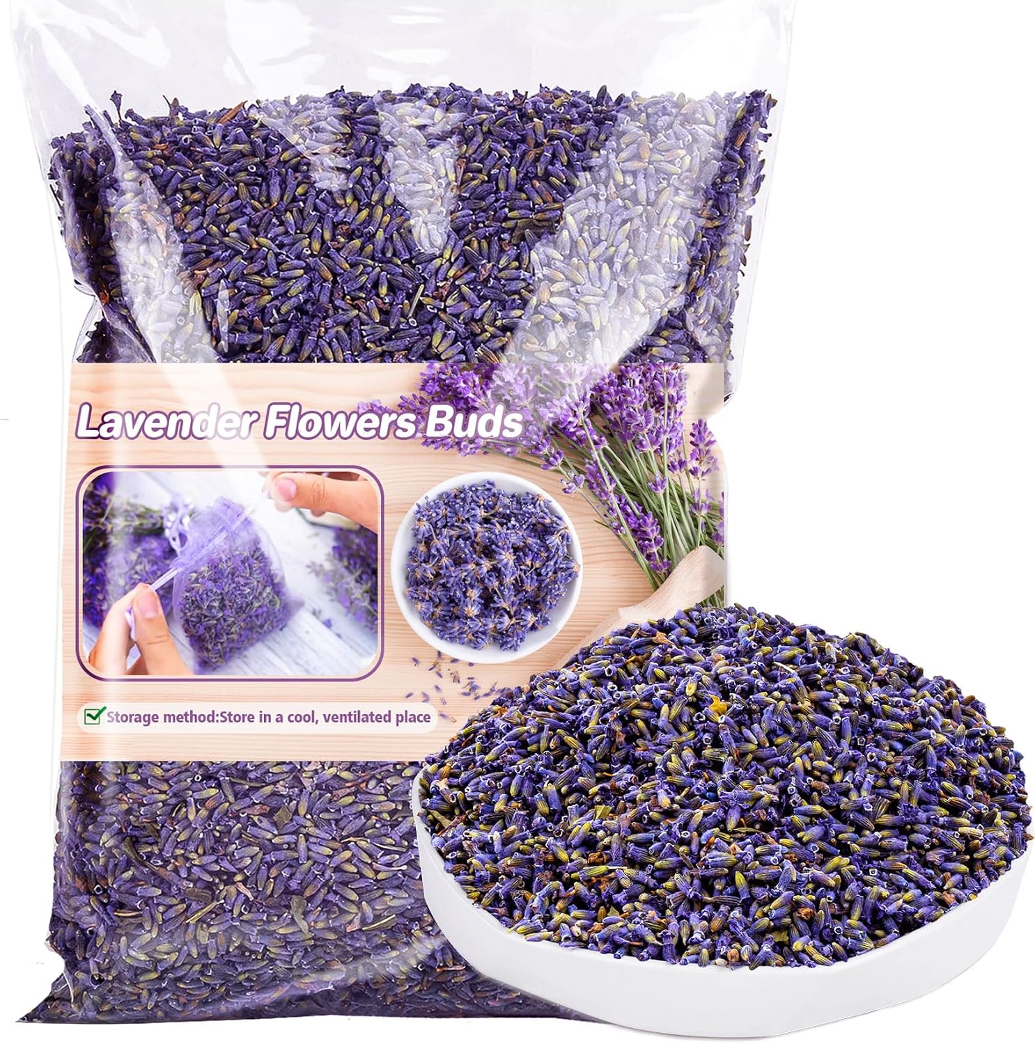 Sukh 3oz Dried Lavender Flowers - Make Sachets for Drawers and Closets | Lavender Buds for DIY Crafts, Bath Salts, Candles, Soap Making| Car Potpourri, Meditation| Wedding, Birthday, Bridal Shower