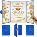 DARUNAXY Blue Gold Graduation Party Decorations, Blue Class of 2026 Congratulations Graduates Alternative Signature Guest Book for Men Happy Graduation Gifts Congrats Grad Party Signing Card Board