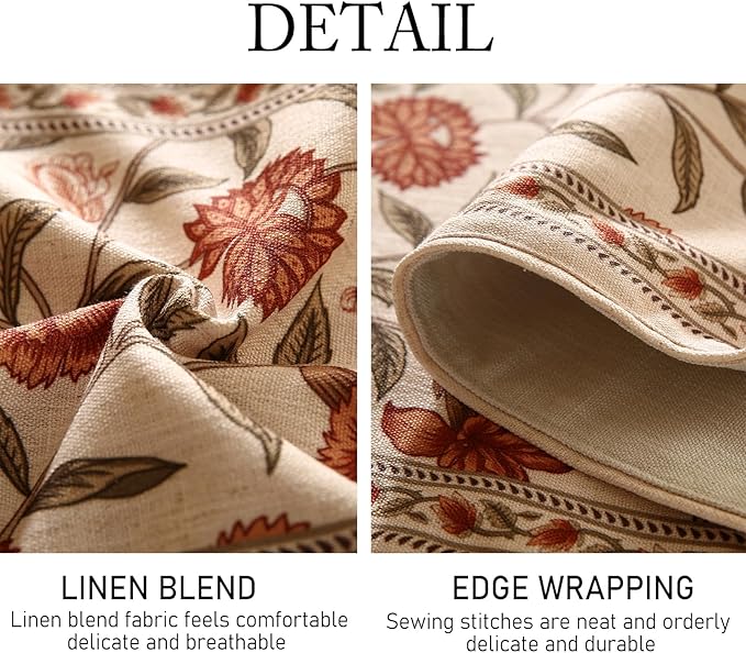 ISAENNE Designer Elegant Linen Table Runner 87 Inches Long,Vintage Orange Floral Pattern Table Runners for Dining Tables,Kitchen Decor,Thanksgiving,Christmas,Banquet,12"*87"-Alvarado A