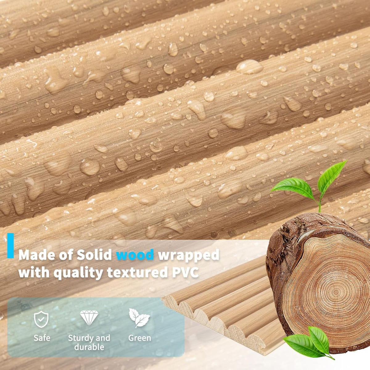 Art3d 108 x 5.7 Inch Fluted Wood Wall Paneling for Home Decor, Beaded Oak