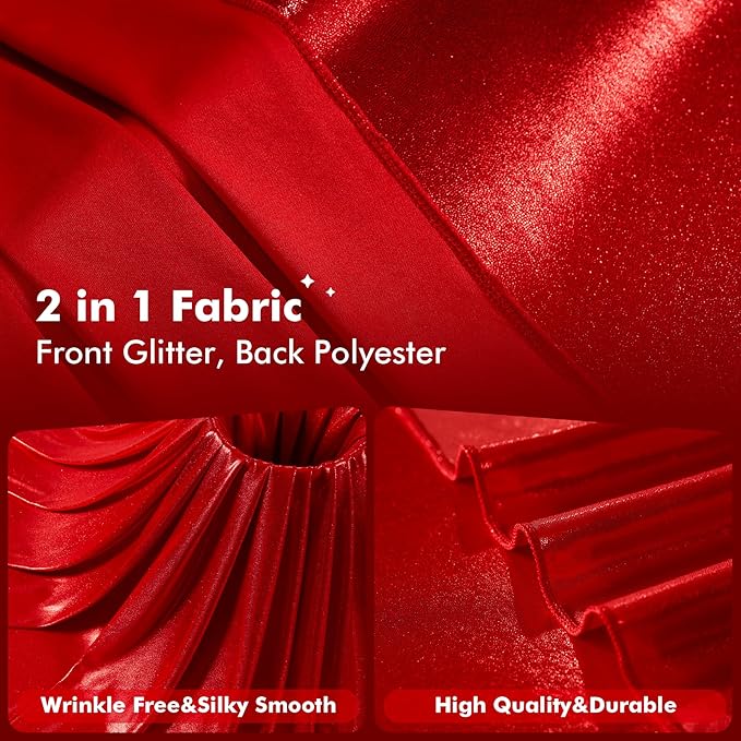 20x10ft Shimmer Red Sequin Backdrop Curtain for Parties, Thick Wrinkle Free Glitter Backdrop Drapes Photo Back Drop Curtains for Birthday Wedding Christmas Photography Background-4 Panels 5x10ft