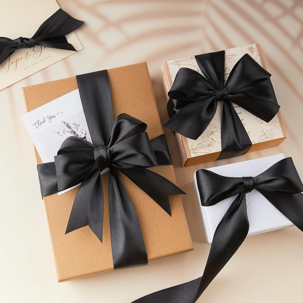 Black Satin Ribbon, 1-1/2 Inches, 50 Yards | For Bows, Flower Bouquets, Gift Wrapping, Wedding, DIY Crafts