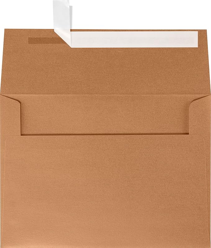 LUXPaper A7 Invitation Envelopes | Peel & Press | 5 1/4" x 7 1/4" | Copper Metallic | 80lb. Text | 250 Qty