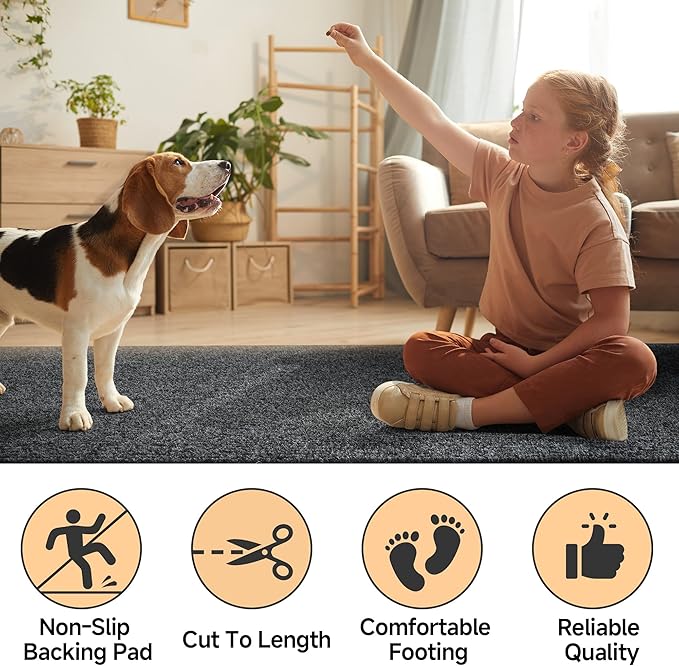 jxgzyy Runner Rugs 3 x 10 ft, Non Slip Entrance Doormat, 0.25” Thickness Indoor Outdoor Carpet Runner with Rubber Backing, Waterproof Custom Size Heavy Duty Floor Mat for Hallway Laundry Patio