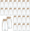 Vintage Glass Flower Vase，24 Pack Farmhouse Transparent White Glass Centerpiece Vases Mason Jars for Weddings, Parties & Home Decor Bulk (24, Transparent)