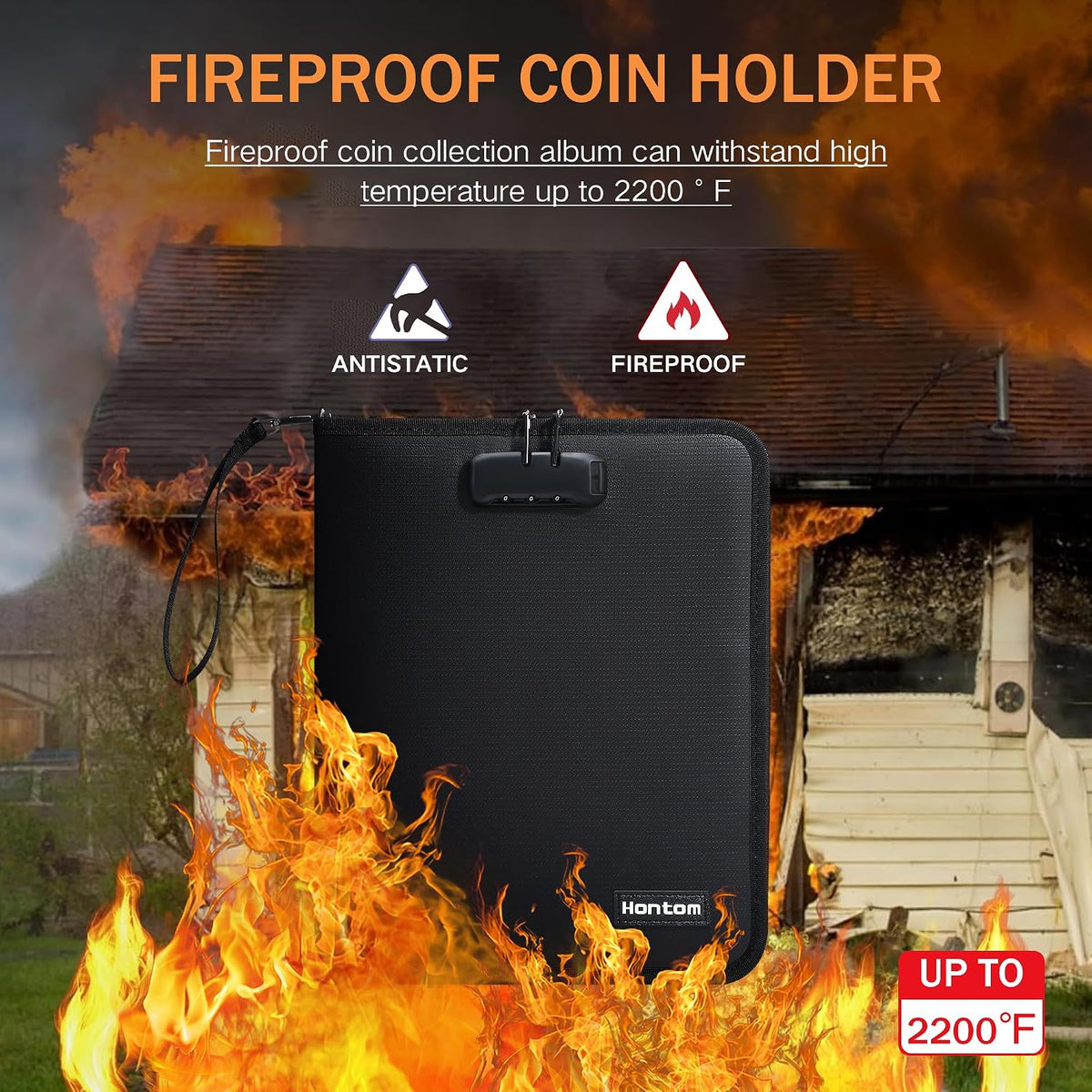 400-Pocket Fireproof Coin Book with Lock & 36 Paper Currency Binder Sleeves