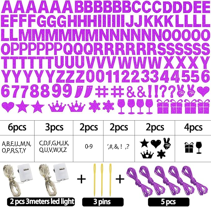 DIY Customizable Banner Letter Banners Party Supplies for Mermaid Party（Glitter Purple）
