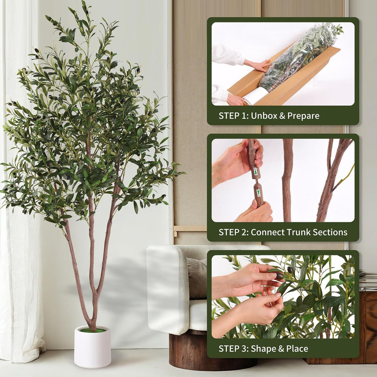 6ft olive tree artificial indoor plant,fake olive tree,lifelike on a desk or shelf