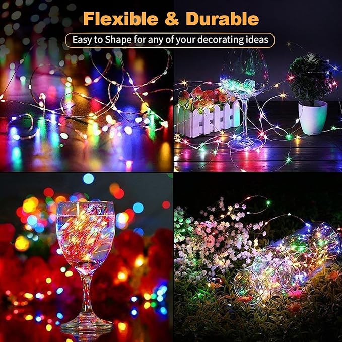 20 Pack Multi-Color LED Fairy Lights Battery Operated,7FT 20 LED Waterproof Mini Twinkle String Lights Battery Powered for Christmas Mason Jars Party,Multicolor