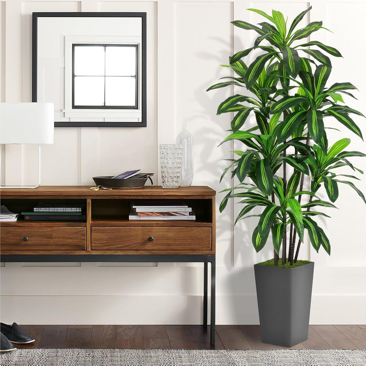 astidy artificial plant 6ft dracaena fake tree with, close-up detail