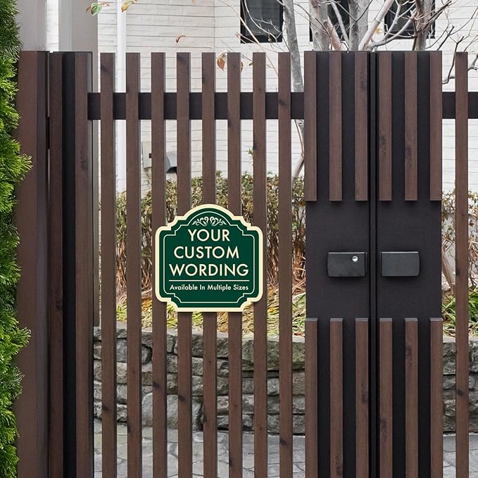 Custom Decorative Outdoor Metal Sign - Personalized Aluminum Driveway Sign, Waterproof, Made in USA - Design 2 Forest Green 24x24 In