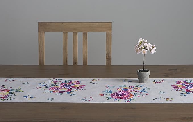 Maison d' Hermine Table Runner 100% Cotton Single Layer Table Runners 108 inches Long Decorative for Home Kitchen Dining Party Wedding Bridal Shower Spring Summer (Rose Garden, 14.50" x 108")