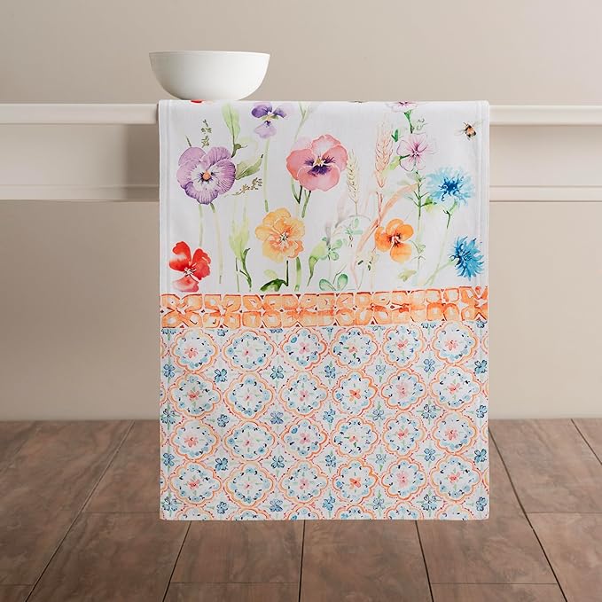 Maison d' Hermine Table Runner 100% Cotton Double Layer Table Runners 72 inches Long Decorative for Home Kitchen Dining Party Wedding Bridal Shower Spring Summer (Summer Whisper , 14.50" x 72")