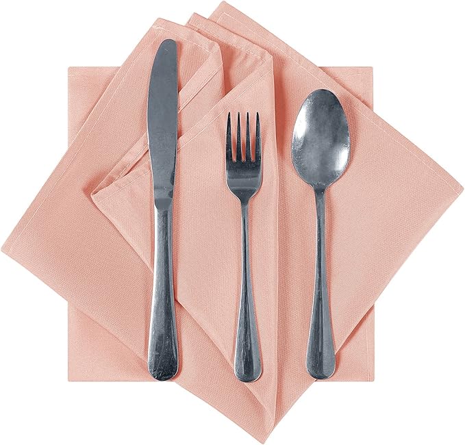 Cloth Napkins 17x17 inch Washable Polyester Dinner Napkins Soft Table Napkins for Wedding Party Dining Banquet(Dusty Pink,25PCS)