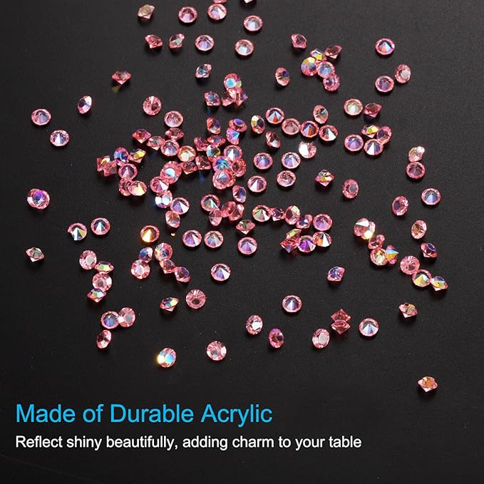 PATIKIL 14000Pcs Wedding Table Scatter Confetti Crystals 3mm Acrylic Diamonds Vase Fillers Gems for Table Centerpiece Decorations Bridal Shower Party, Dark Pink AB