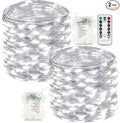 2-Pack Fairy Lights Battery Operated with Remote, Waterproof 66FT 200 LED Battery String Lights Outdoor Indoor, 8 Modes Twinkle Lights with Timer for Bedroom Wedding DIY Christmas Decor (Cool White)