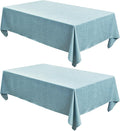 Fitable Faux Linen Tablecloths 60 x 84 Inch - 2 Pack Waterproof Table Clothes for Rectangle Foot Tables, Turquoise Flax Look Kitchen Table Covers for Farmhouse, Dining, Party, Outdoor Picnic