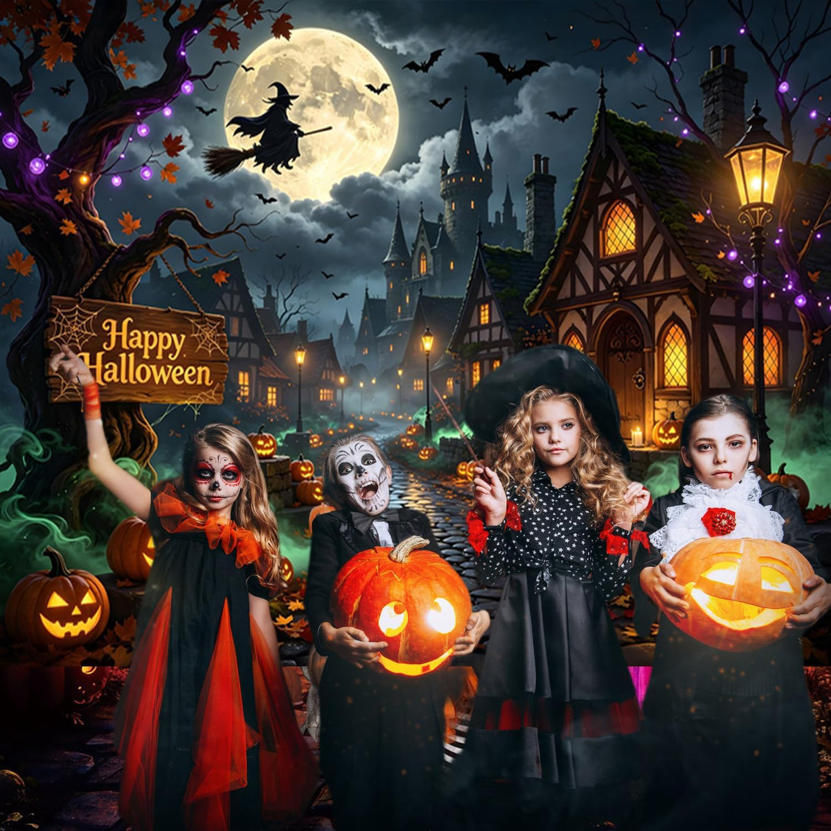 10x8ft Halloween Backdrop Haunted House Halloween Backdrops for Photography
