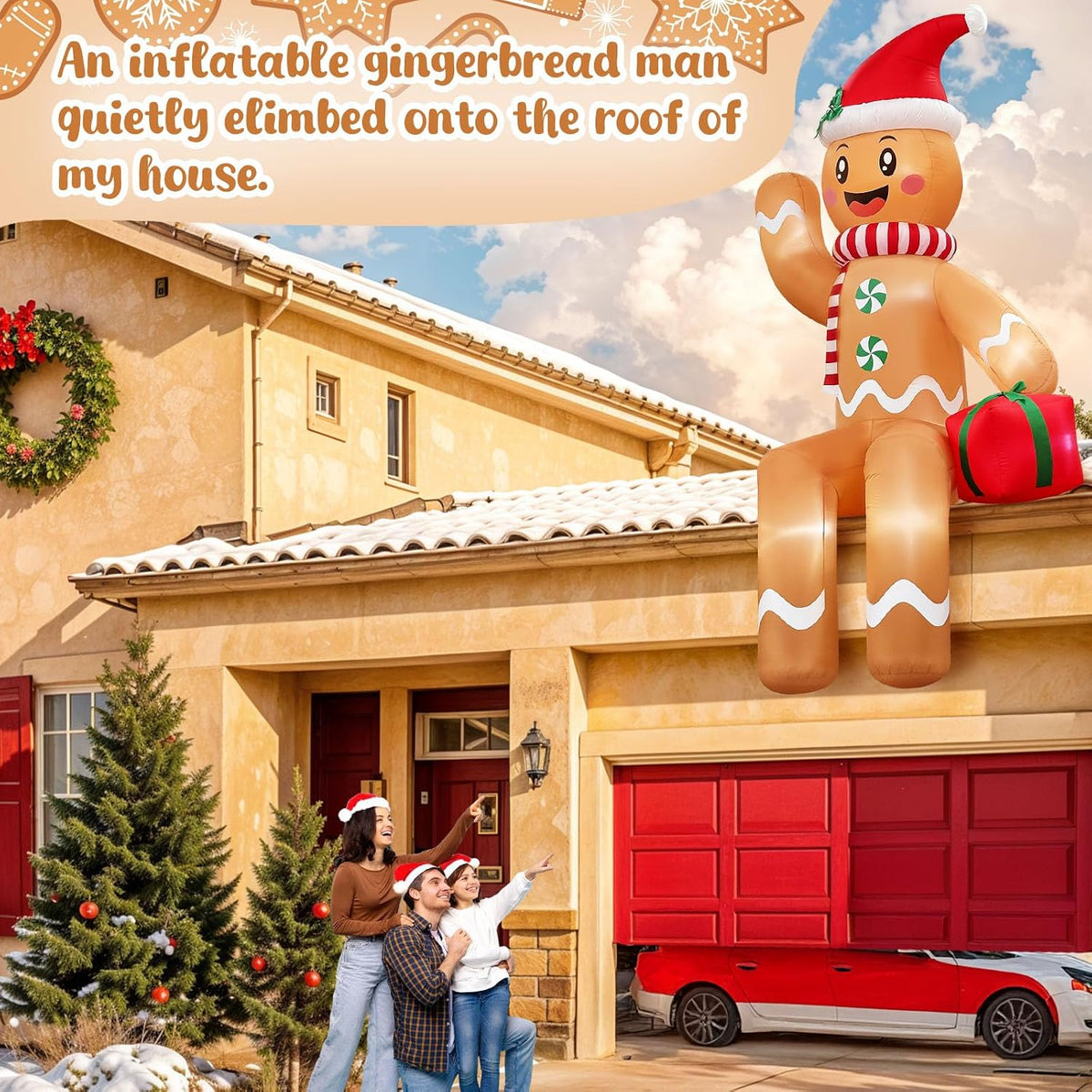 10ft giant christmas inflatables outdoor decorations sitting gingerbread, side view