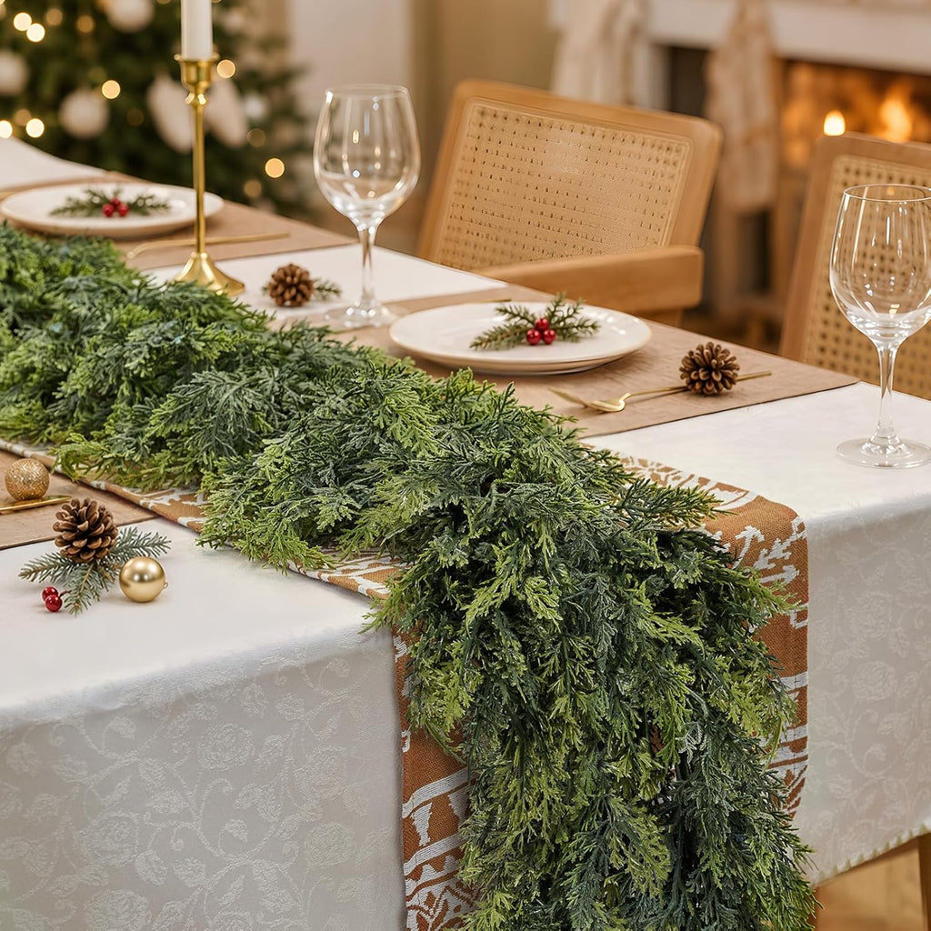 9ft christmas artificial cedar garland for mante, side view