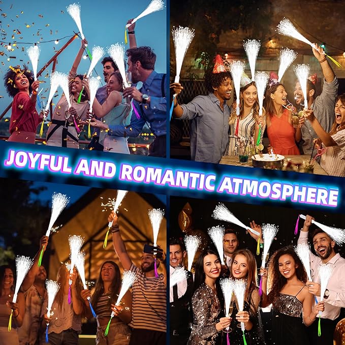 150 PCS White Fiber Optic Sticks, Glow Wands & Light Up Wands for Kids, Fiber Optic Wand with 3 Light Modes, Glow in The Dark Party Supplies, Wedding Party Supplies, for Wedding, New Year, Birthday