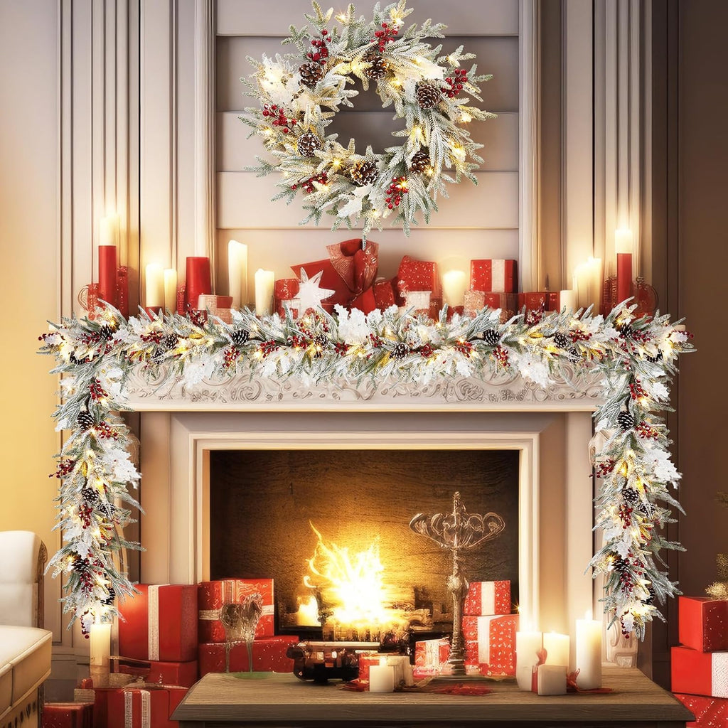 6 ft pre-lit christmas garland with 20 led on a desk or shelf
