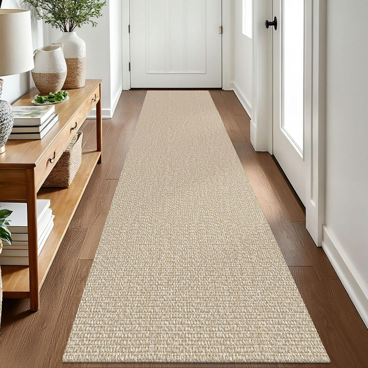 EARTHALL Washable Runner Rug, Non Slip Entryway Runner, 2x8 Ft, Sand/Beige