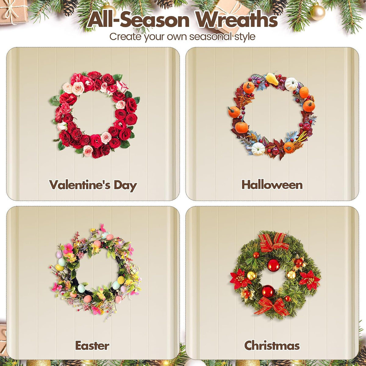 ruisita 12 pieces 8 inch grapevine wreaths vine on a desk or shelf