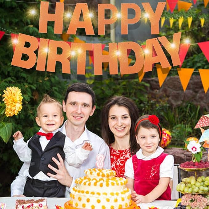 167Pcs DIY Glitter Customizable Banner Kit Custom Banners DIY Happy Birthday Letter Banners Personalized Banner Decor for Easter Day Christmas Baby Shower Birthday Party Decorations(Glitter Orange)