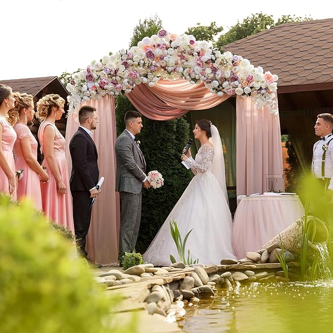 Wokceer Wedding Arch Draping Fabric 6 Panels 28.7" x 20FT Dusty Rose Drapes Sheer Fabric Backdrop Arch Draping Fabric for Wedding Ceremony Birthday Party Bridal Shower Decoration