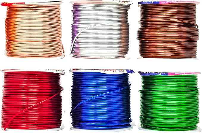 Mandala Crafts 16 Gauge Anodized Aluminum Craft Wire for Jewelry Making – 390 FT Colored Flexible Silver Copper True Blue Brown Red Kelly Green Wire - Bendable for Bonsai Armature Crafting Sculpting