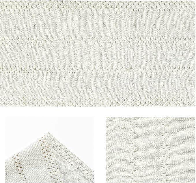 Artoid Mode Beige Farmhouse Woven Rustic Hollow Table Runner, Seasonal Holiday Hollow Kitchen Dining Table Decoration for Home Party Decor 12x72 Inch