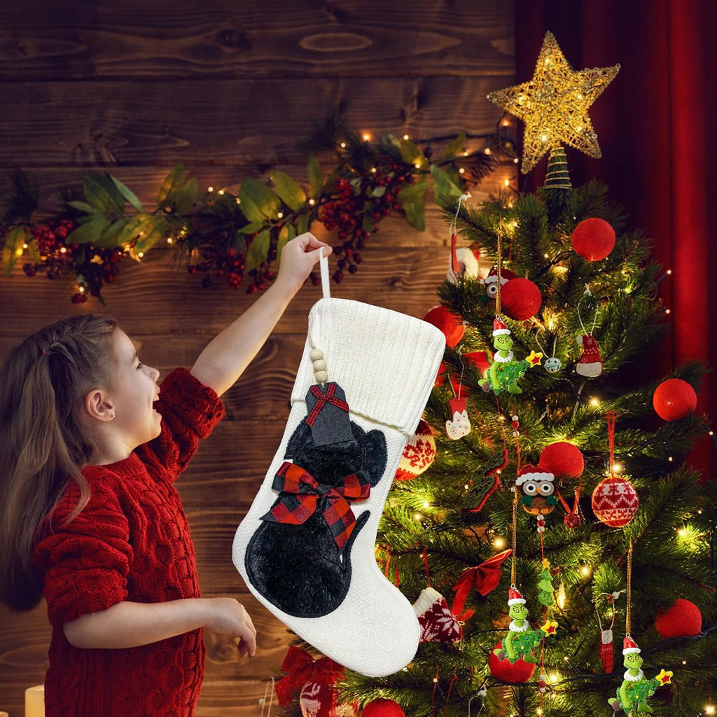 Dog Christmas Stockings,19" White Knit Christmas Stockings for Dog,(A-SD2501)