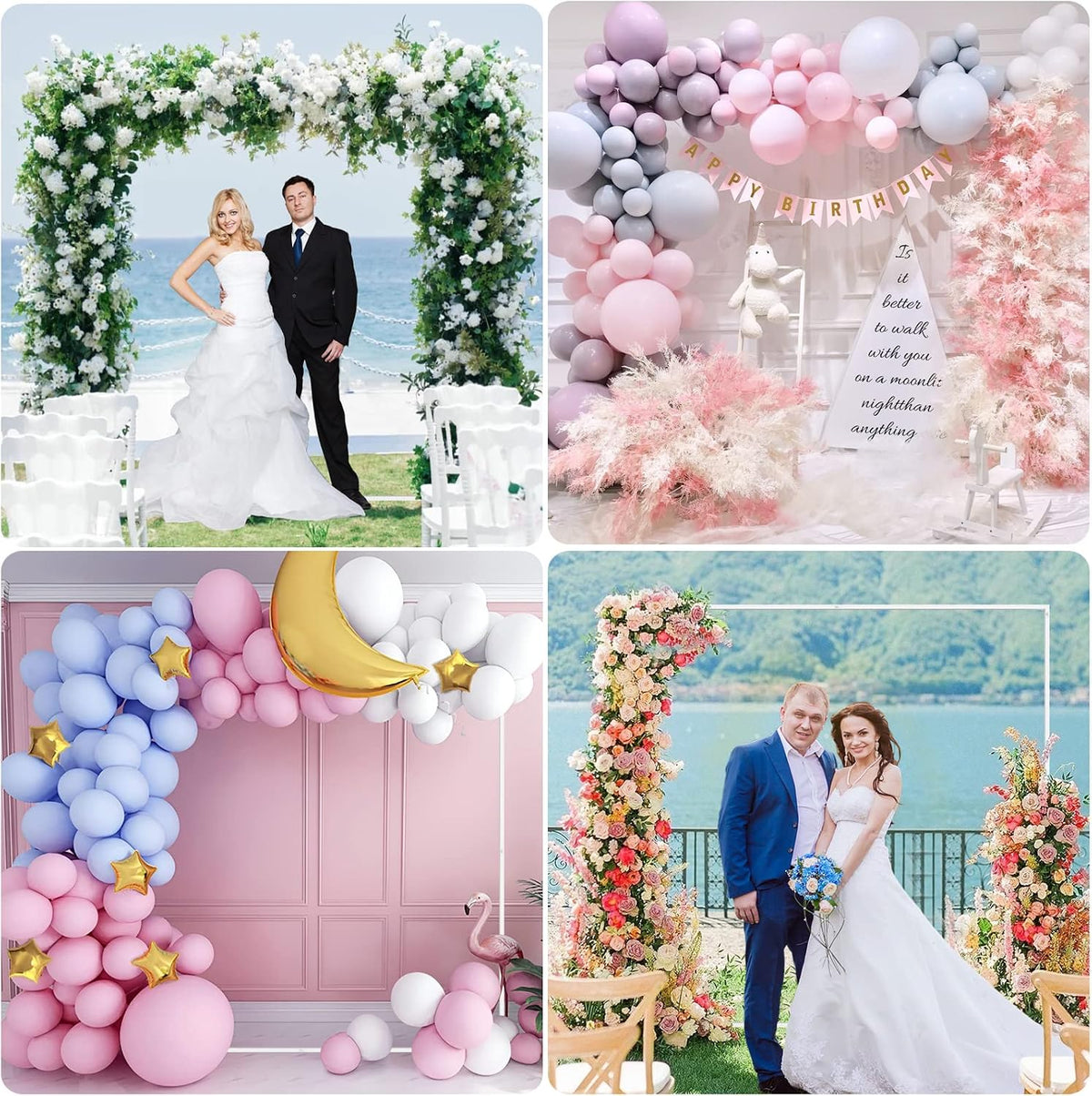 Wokceer Square Backdrop Stand White Metal Wedding Arch Stand 6.6FT x 6.6FT