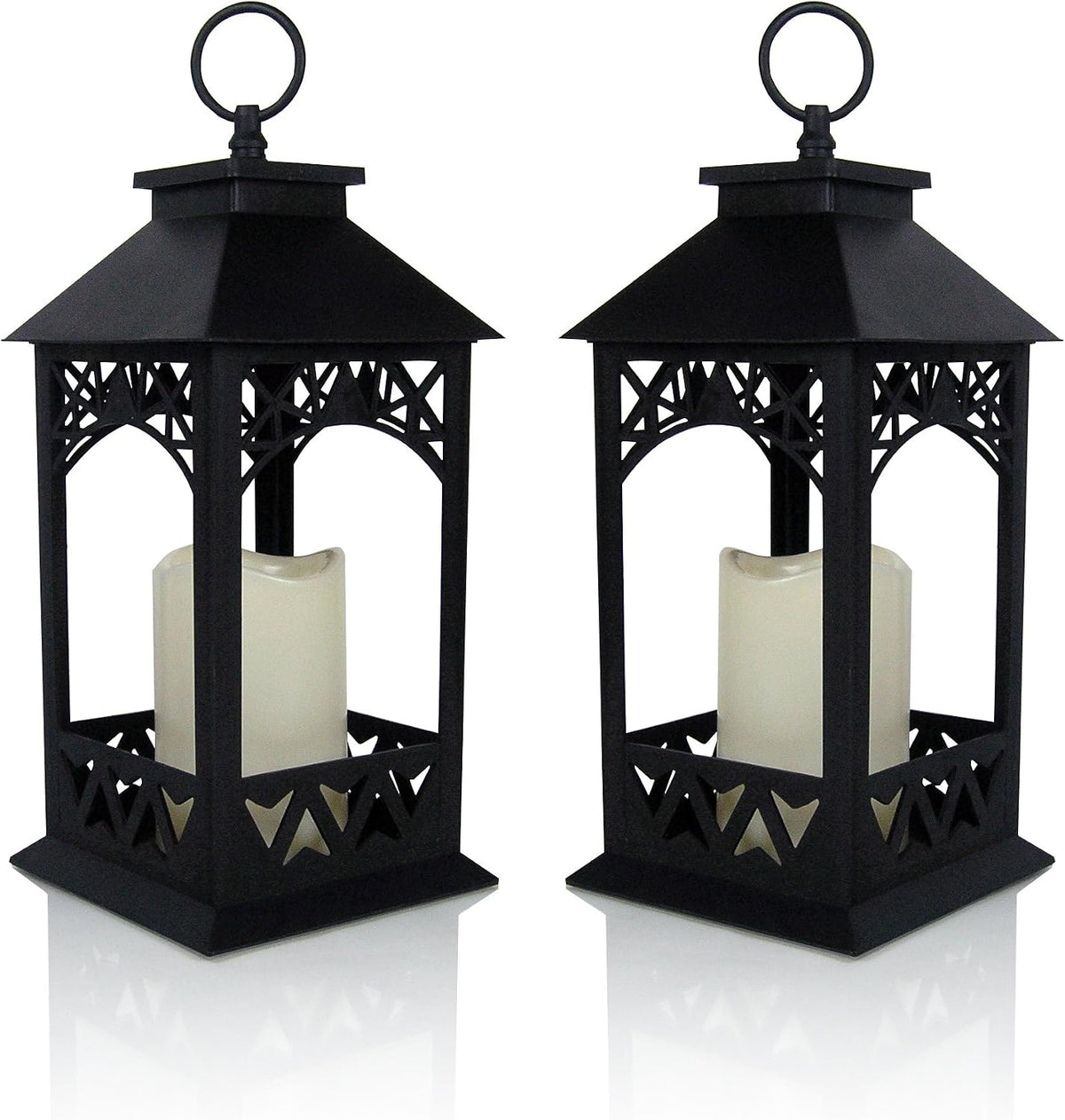 black led lantern set of 2 with lattice, main product view