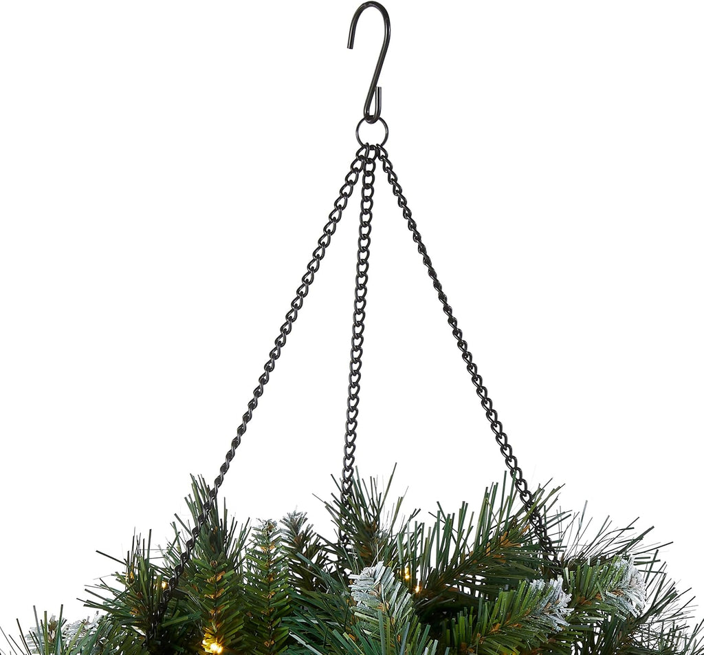 national tree company 20in pre-lit artificial christmas hanging, close-up detail