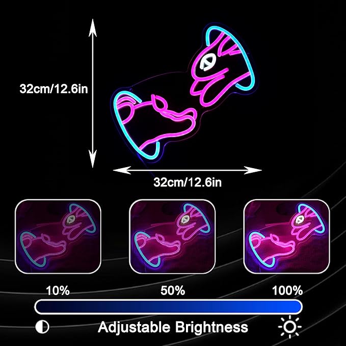 Easter Bunny Neon Sign Trendy Bunny Crossing Hole LED Light Sign for Wall Decor Dimmable Pink Rabbit Neon Light Sign for Bedroom Classroom Bar Man Cave Birthday Party Easter Gift Boy Girl