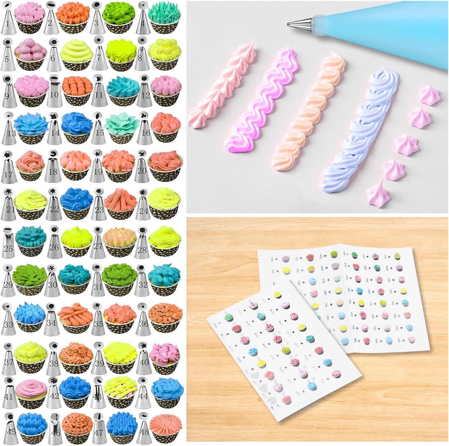 112Pcs Cake Decorating Supplies Kit, Included Cake Turntable, Cake Leveler, 54 Numbered Icing Piping Tips, 2 Spatulas, 3 Scraper, 30+2 Piping Bags, Mother's Day Gift Ideas