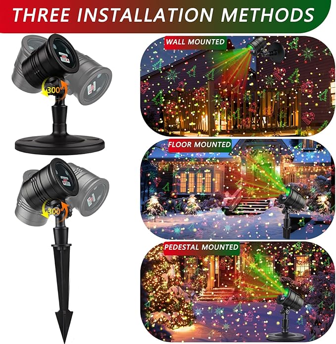 Laser Christmas Projector Lights Outdoor: Waterproof Outdoor Christmas Decorations Laser Light, Projection Christmas Lights for Outside with 5 Patterns, Xmas Spotlight for Yard Garden Holiday Party