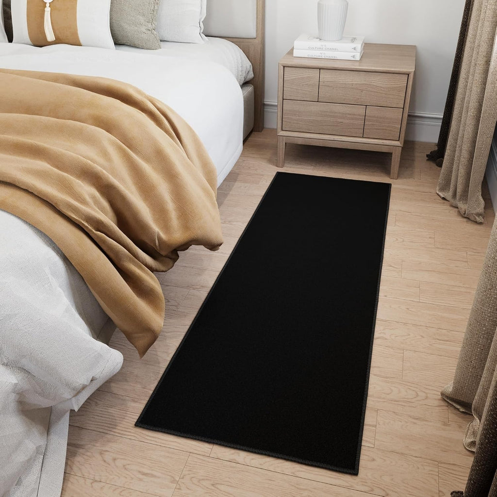 Ottomanson Hallway Runner Rug 2'2" x 6' Non Slip Solid Area Rugs Easy to Clean Laundry Rug Runner Durable & Pet Friendly Floor Carpet Runners for Hallways Entryway Living Room Kitchen, Black