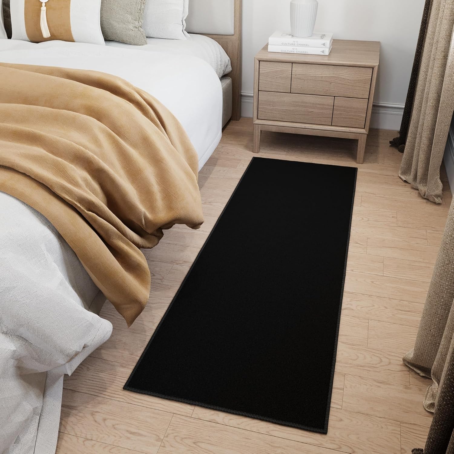 Ottomanson Hallway Runner Rug 2'2" x 6' Non Slip Solid Area Rugs Easy to Clean Laundry Rug Runner Durable & Pet Friendly Floor Carpet Runners for Hallways Entryway Living Room Kitchen, Black