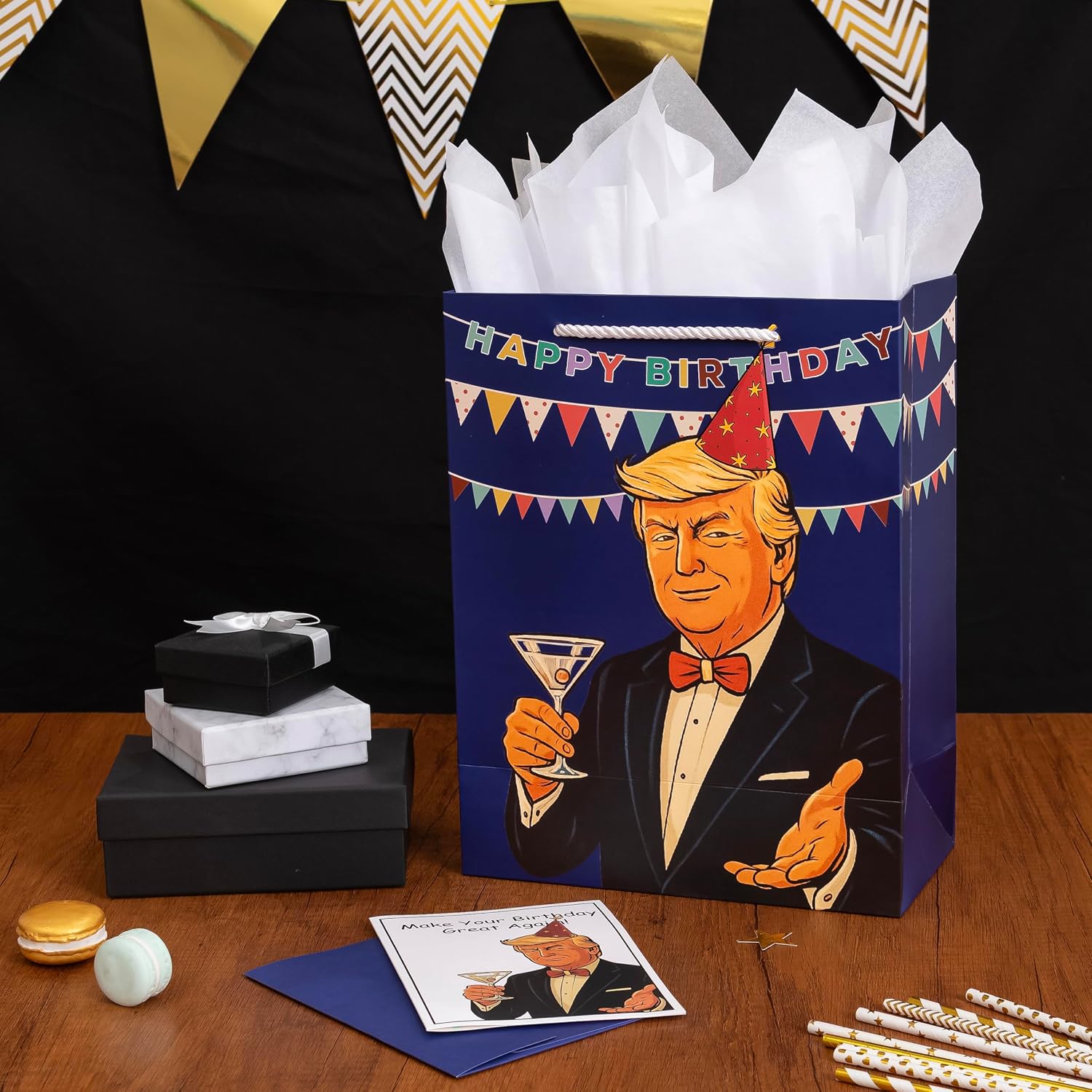Crisky Funny Birthday Gift Bag for Men with Funny Birthday Cards for Men Women Him Her, Blue Gift Bags Great for 30th, 40th, 50th, 60th Bday for Dad Boyfriend Best Friends Coworker