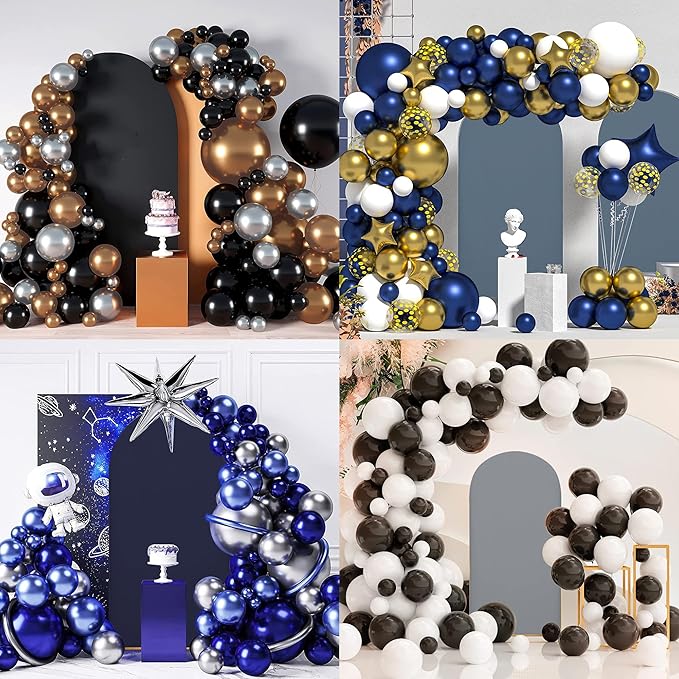 Wedding Arch Covers Arch Backdrop Cover Arch Stand Covers 7.2FT 6FT Set of 2 Arch Cover Spandex Fabric Stretchy Backdrop for Wedding Birthday Party Decoration Baby Shower (Black, Cover Only)