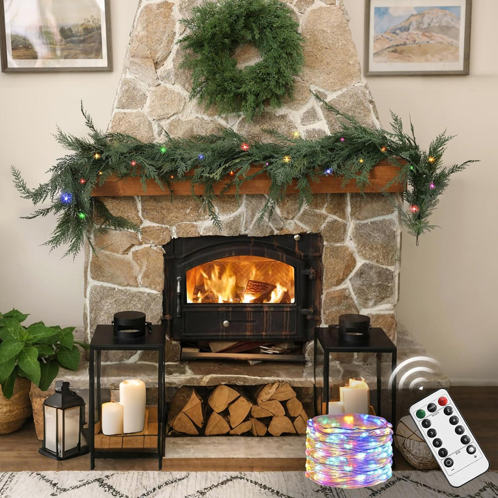 christmas cedar garland realistic - cypress decorations with on a desk or shelf
