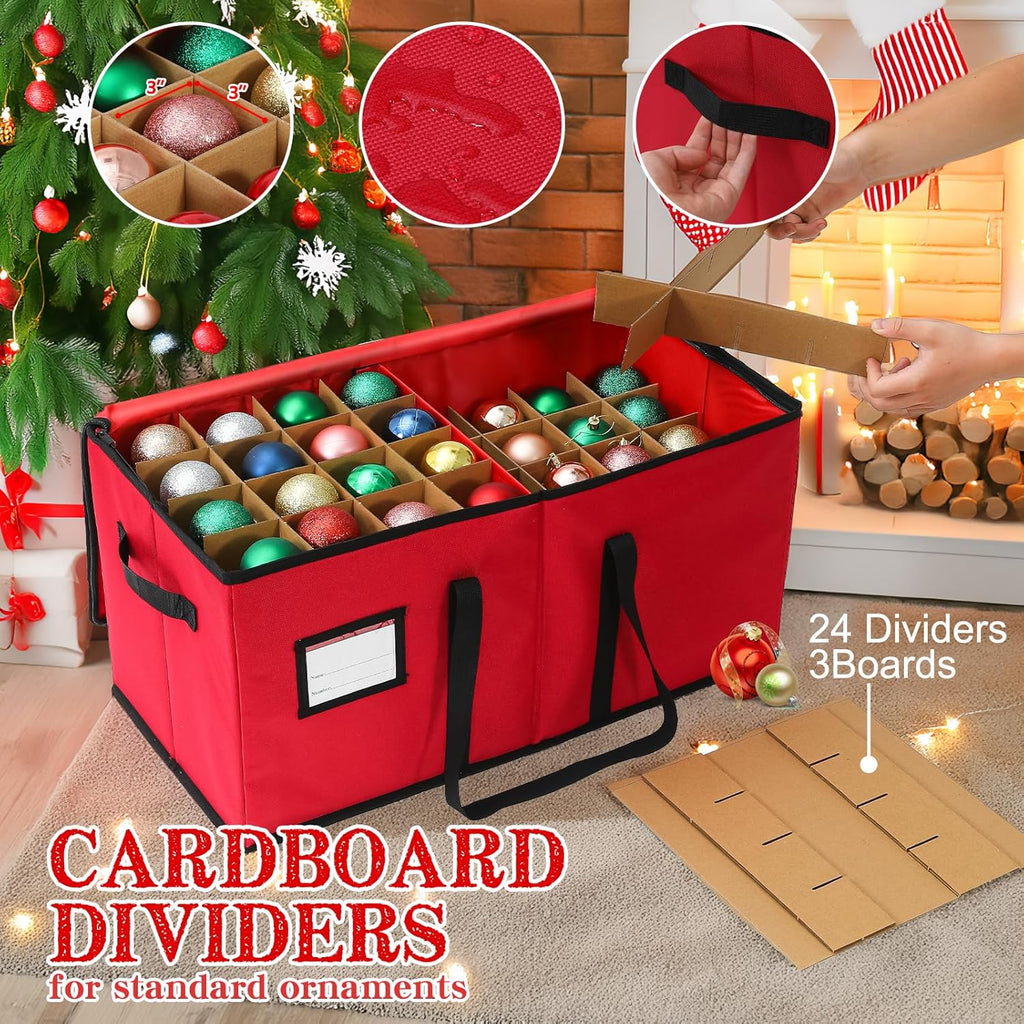 Christmas Decoration Organizer Ornament Holder Village Storage Chest Box，Tree Keepers Ornament Ball Storage，Santas Bags Storage