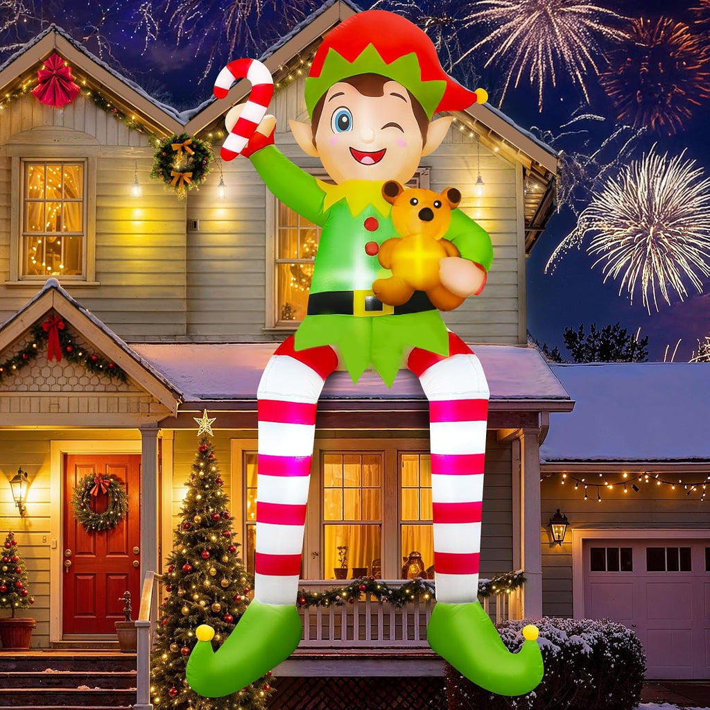 ourwarm 10ft christmas inflatable outdoor decoration, giant sitting, main product view