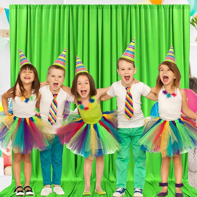 2 Panels Green Backdrop Curtain, 10 x 7 Feet Background Curtains for Parties, Weddings, Baby Showers, Bachelorette Halloween, Christmas Birthday Party Photoshoot Backdrop Curtains Decorations