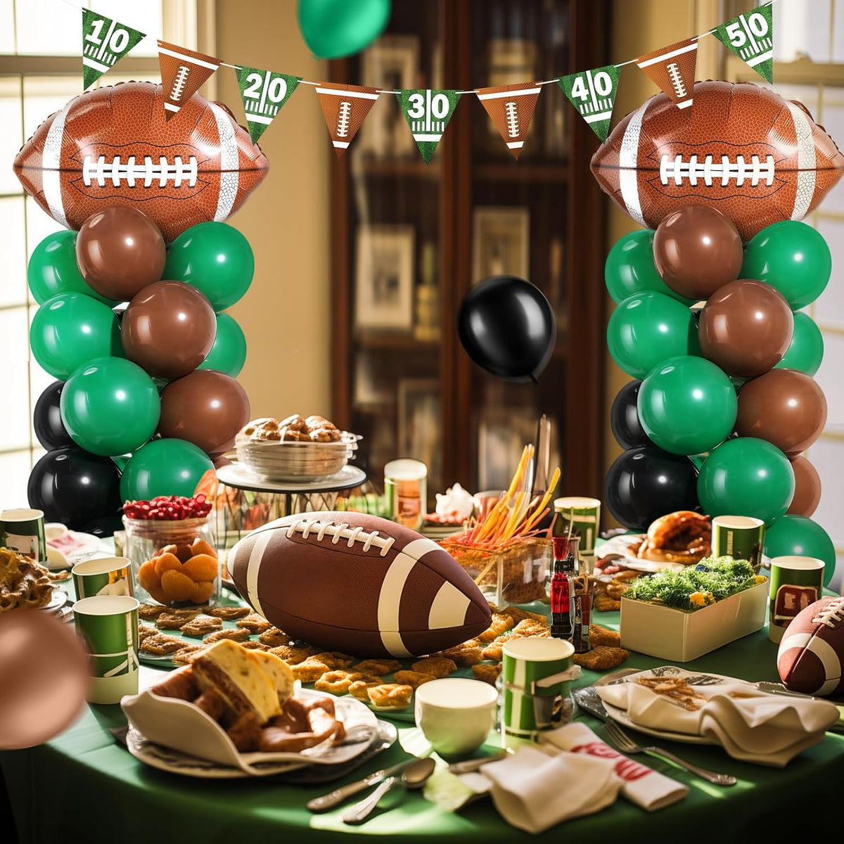 yalikop 2 sets football party balloon column stand on a desk or shelf