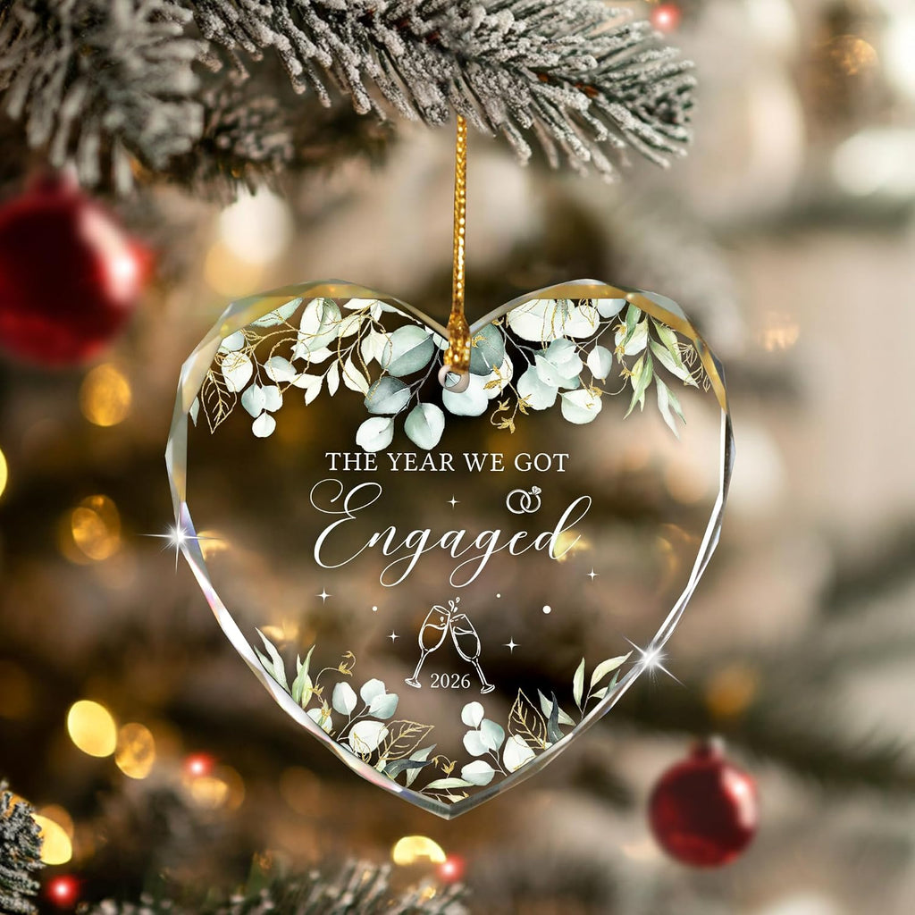 Engagement Gifts for Couples 2026, Glass Engagement Ornament 2026 - The Year We Got Engaged Ornament for Daughter, Newly Engaged Gifts for Couple Friend, for Fiance, Bride to Be