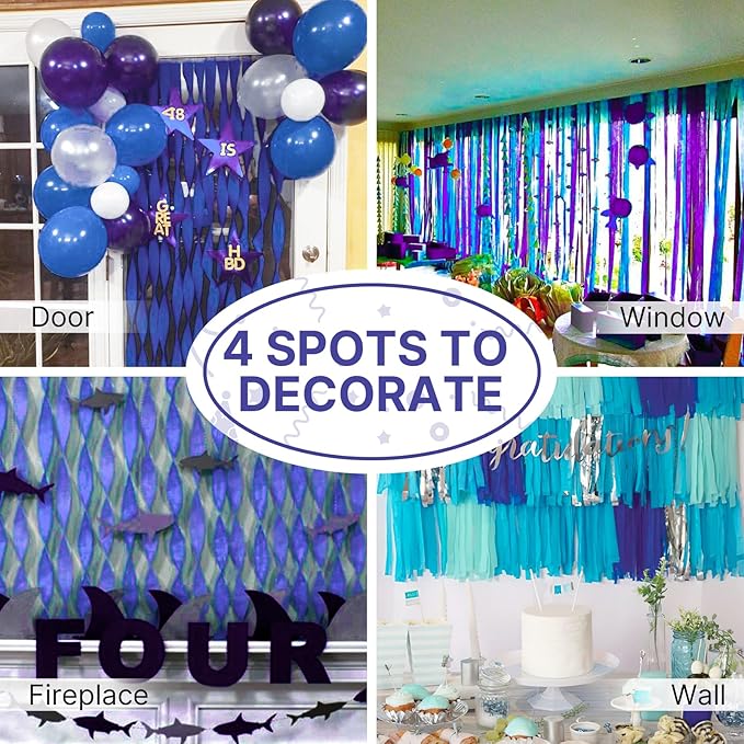 PartyWoo Crepe Paper Streamers 4 Rolls 328ft, Pack of Crepe Paper Navy Streamers Party Decorations, Crepe Paper for Birthday Decorations, Party Decorations, Wedding Decorations (1.8 in x 82 Ft/Roll)